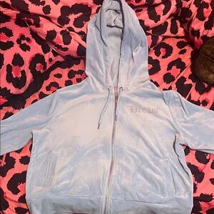 Light Blue Hooded Zip-Up Jacket